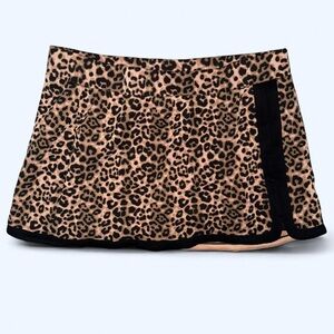 Leopard Print Skort with Black Trim